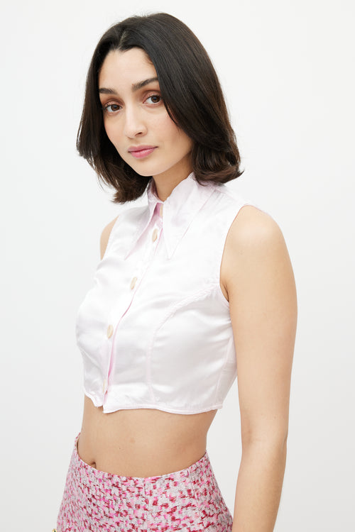 Dolce & Gabbana D&G Pink Satin Cropped Shirt