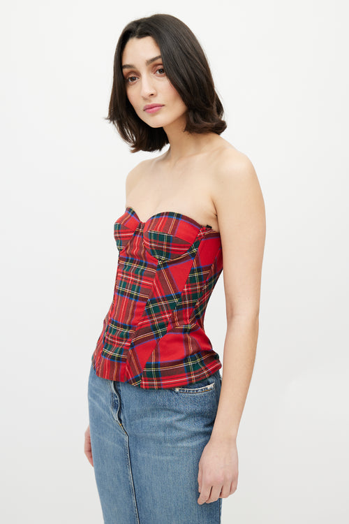 Dolce & Gabbana D&G Red & Green Plaid Bustier
