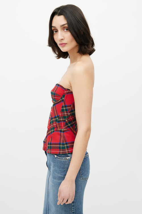 Dolce & Gabbana D&G Red & Green Plaid Bustier