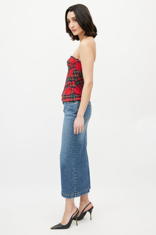 Dolce & Gabbana D&G Red & Green Plaid Bustier