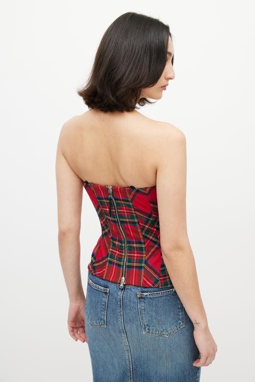 Dolce & Gabbana D&G Red & Green Plaid Bustier