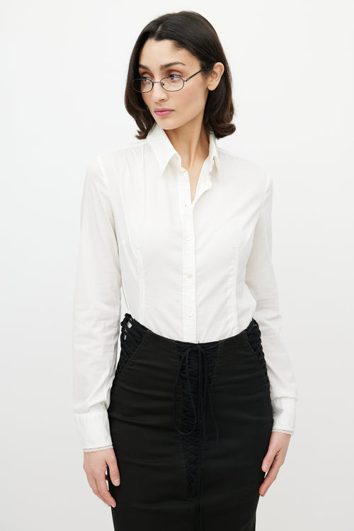 Dolce & Gabbana D&G White Lace Trim Shirt