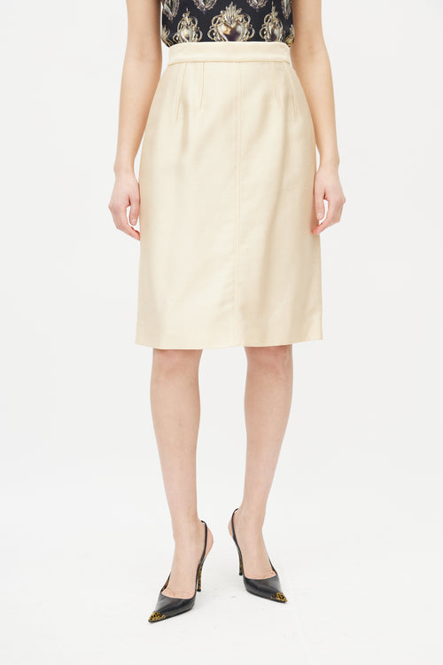 Dolce & Gabbana Gold Brocade Pencil Midi Skirt