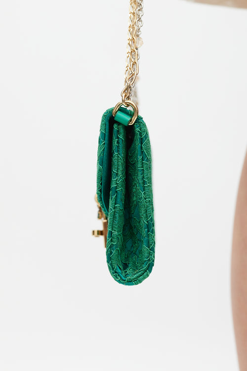 Dolce & Gabbana Green & Gold Borsa De Sera Lace Bag