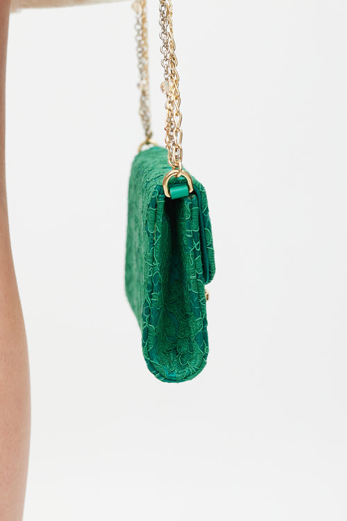 Dolce & Gabbana Green & Gold Borsa De Sera Lace Bag