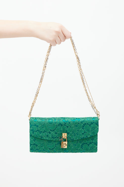 Dolce & Gabbana Green & Gold Borsa De Sera Lace Bag