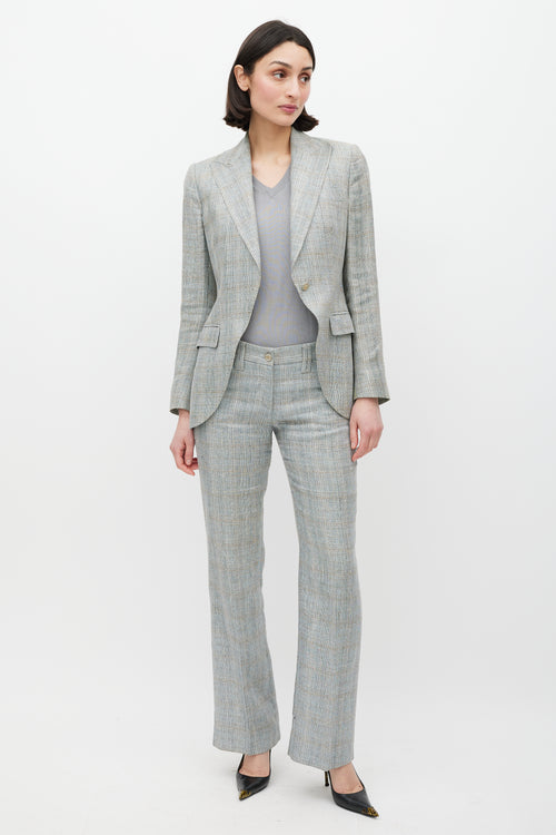 Dolce & Gabbana Grey & Beige Linen Two Piece Suit