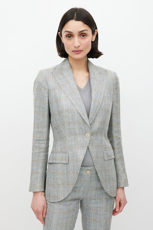 Dolce & Gabbana Grey & Beige Linen Two Piece Suit