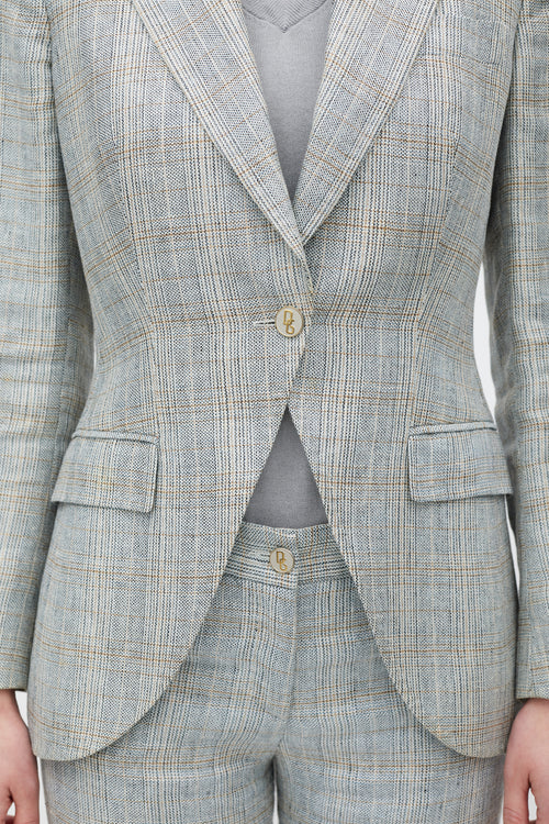 Dolce & Gabbana Grey & Beige Linen Two Piece Suit
