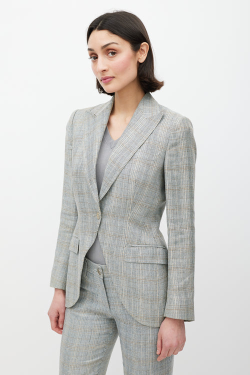 Dolce & Gabbana Grey & Beige Linen Two Piece Suit