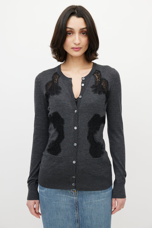Dolce & Gabbana Grey & Black Lace Cardigan
