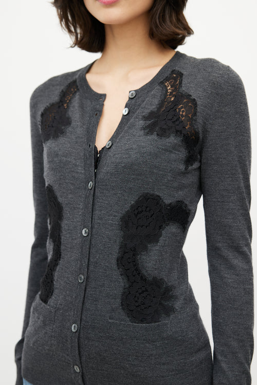 Dolce & Gabbana Grey & Black Lace Cardigan