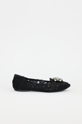 Dolce & Gabbana Lace Embellished Flat
