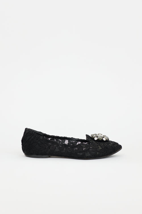 Dolce & Gabbana Lace Embellished Flat