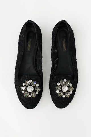 Dolce & Gabbana Lace Embellished Flat