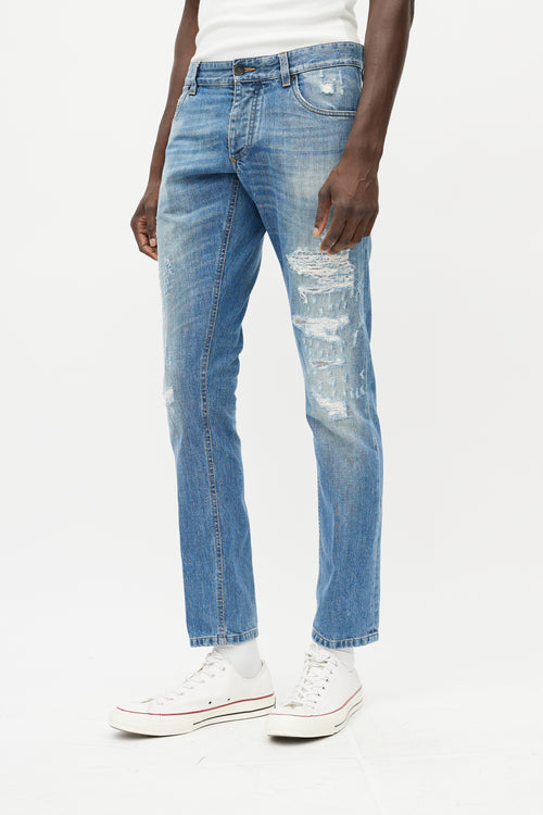 Dolce & Gabbana Light Wash Distressed Slim Jeans