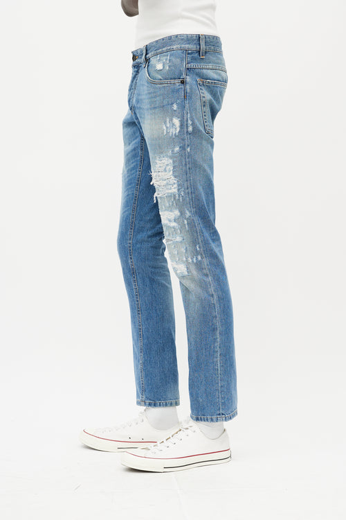 Dolce & Gabbana Light Wash Distressed Slim Jeans