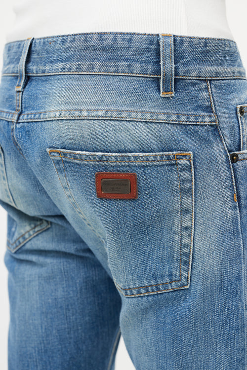 Dolce & Gabbana Light Wash Distressed Slim Jeans