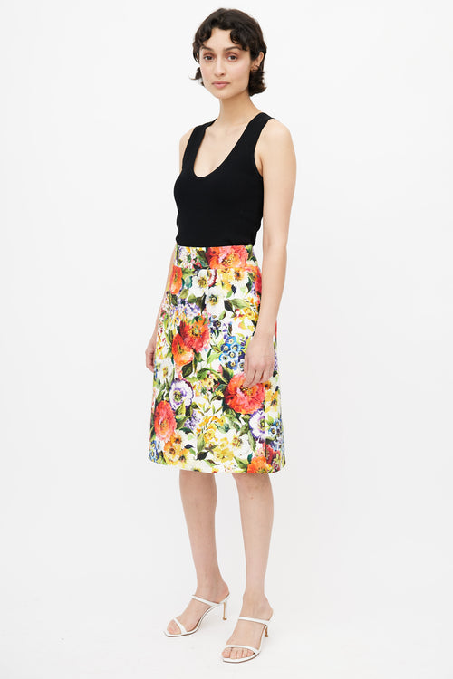 Dolce & Gabbana Multicolour Floral Brocade Skirt