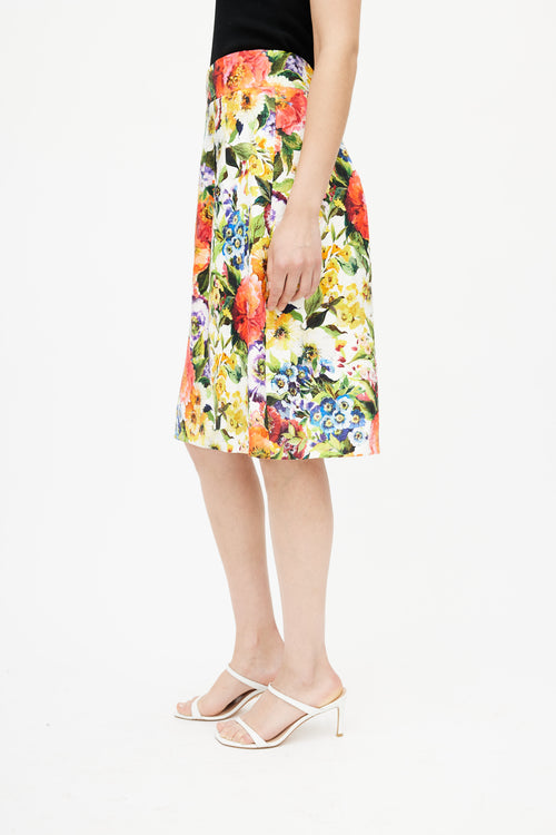 Dolce & Gabbana Multicolour Floral Brocade Skirt