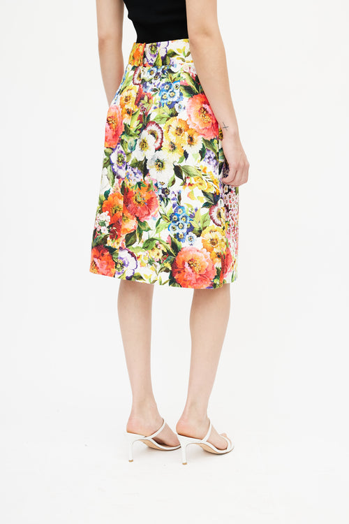 Dolce & Gabbana Multicolour Floral Brocade Skirt