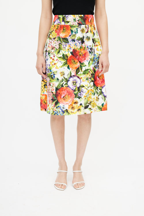 Dolce & Gabbana Multicolour Floral Brocade Skirt
