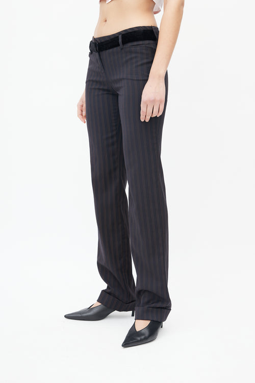 Dolce & Gabbana Navy & Brown Pinstripe Trouser