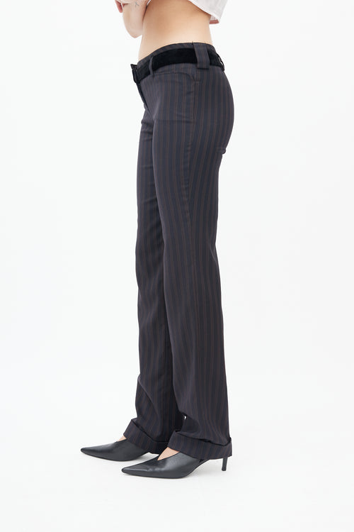 Dolce & Gabbana Navy & Brown Pinstripe Trouser
