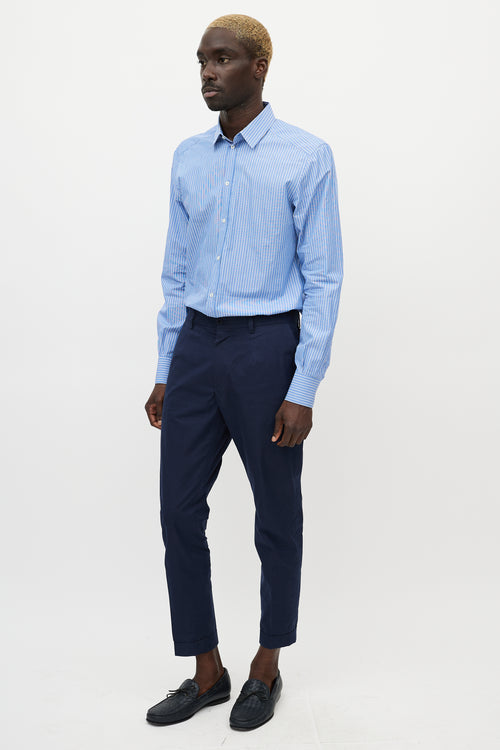 Dolce & Gabbana Navy Buttoned Waist Trouser