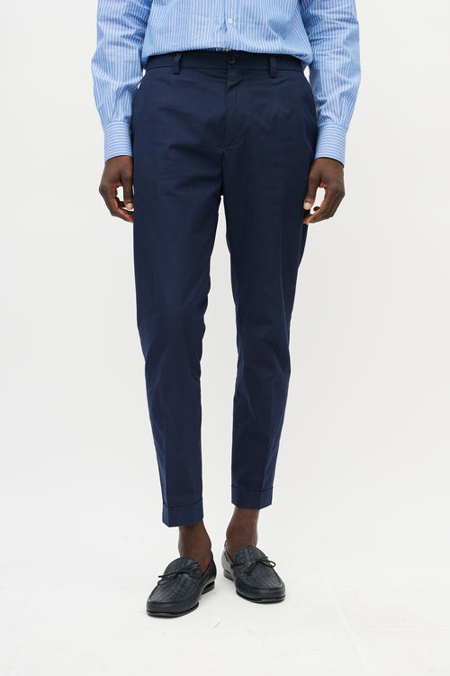 Dolce & Gabbana Navy Buttoned Waist Trouser