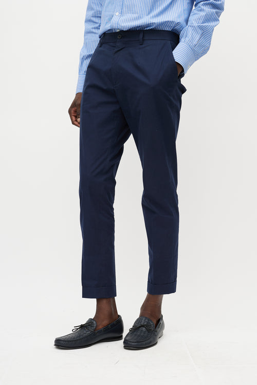 Dolce & Gabbana Navy Buttoned Waist Trouser
