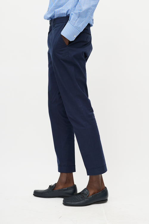 Dolce & Gabbana Navy Buttoned Waist Trouser