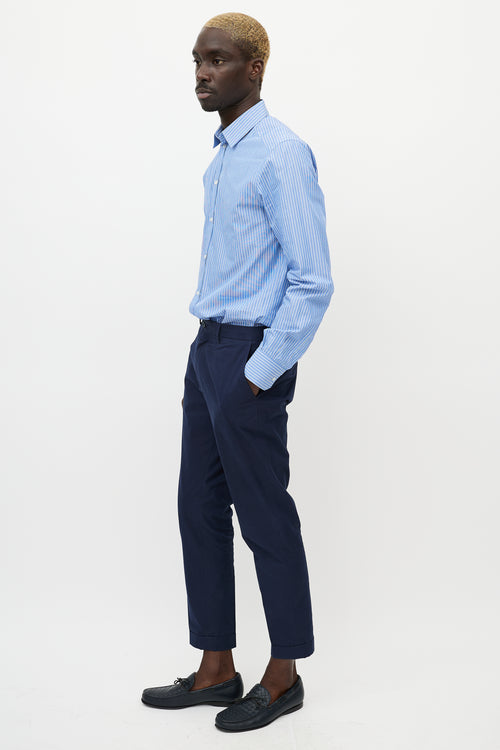 Dolce & Gabbana Navy Buttoned Waist Trouser