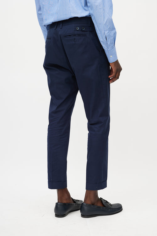 Dolce & Gabbana Navy Buttoned Waist Trouser