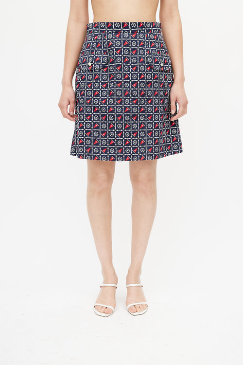 Dolce & Gabbana Navy & Multi Nautical Skirt