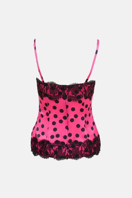 Dolce & Gabbana Silk Lace Polka Dot Tank Top