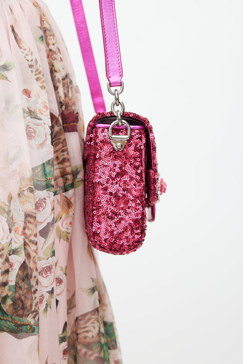 Dolce & Gabbana Pink Metallic Sequin Bag