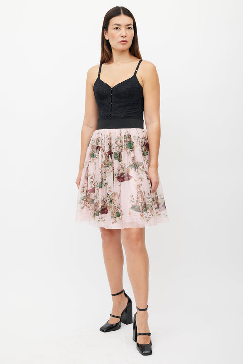Dolce & Gabbana Pink & Multicolour Floral Silk Skirt