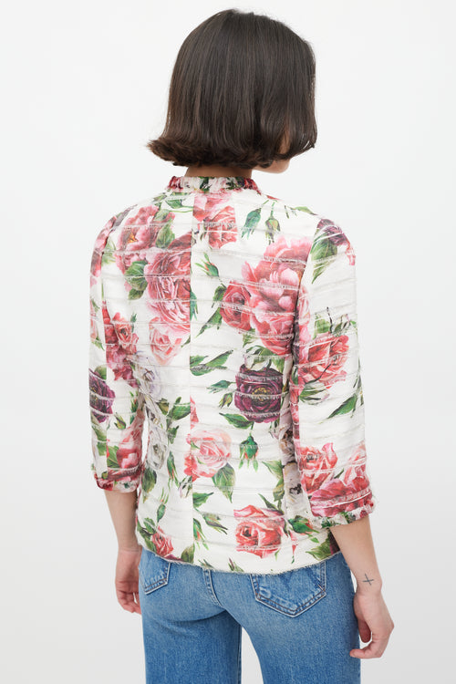Dolce & Gabbana Pink & Multicolour Silk Floral Panelled Jacket