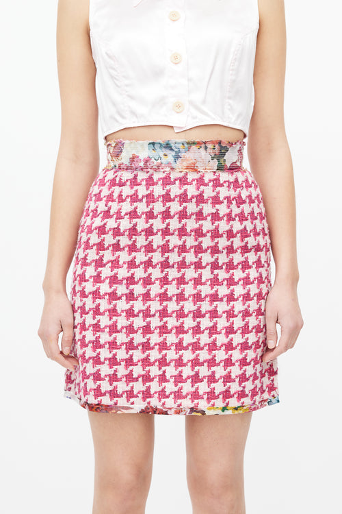 Dolce & Gabbana Pink & Multicolour Tweed Skirt