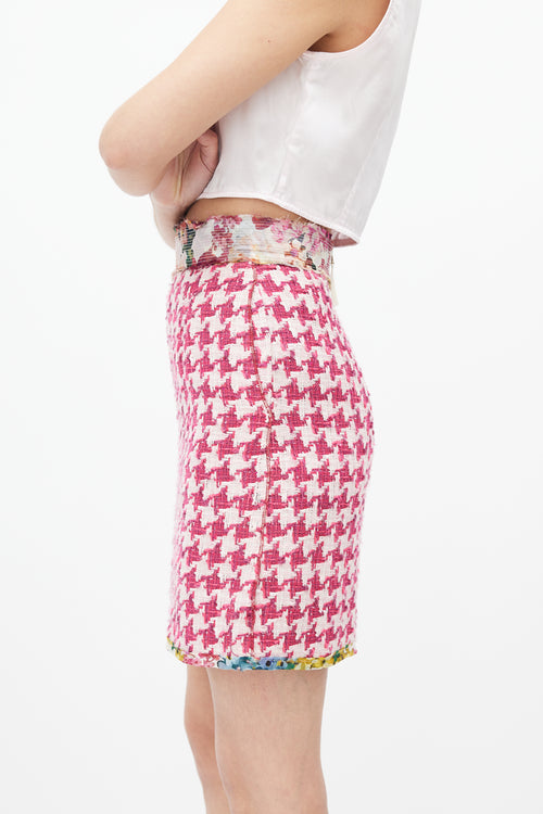 Dolce & Gabbana Pink & Multicolour Tweed Skirt