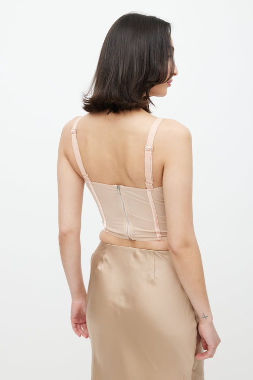 Dolce & Gabbana Pink Satin Lace Up Corset