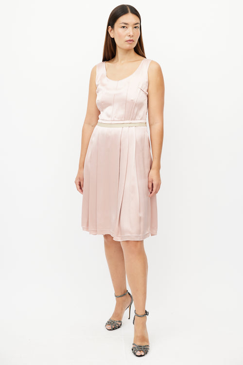 Dolce & Gabbana Pink Silk Ruffled Dress