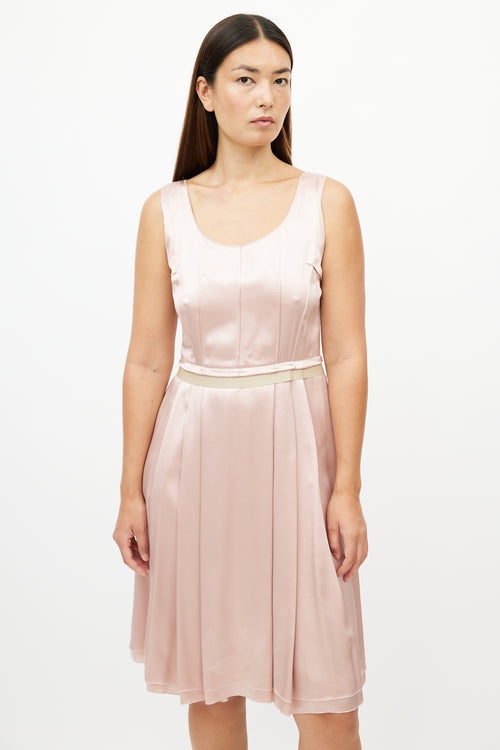 Dolce & Gabbana Pink Silk Ruffled Dress