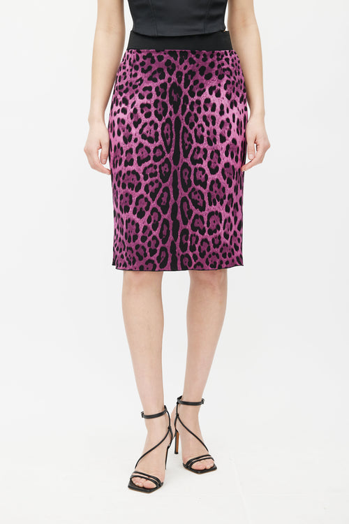 Dolce & Gabbana Purple & Black Printed Silk Skirt