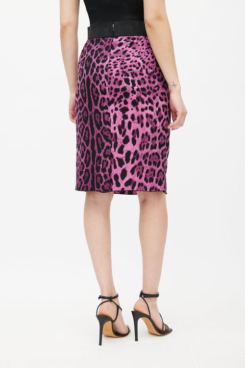 Dolce & Gabbana Purple & Black Printed Silk Skirt