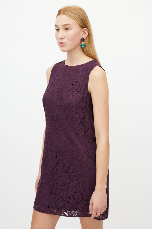 Dolce & Gabbana Purple Floral Lace Dress