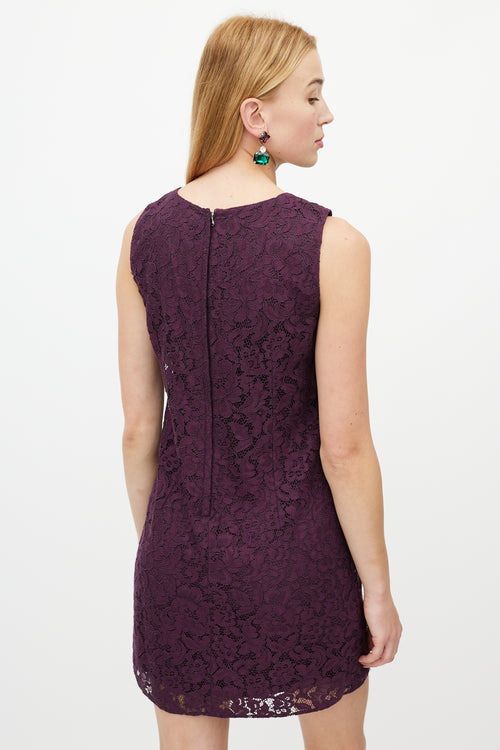 Dolce & Gabbana Purple Floral Lace Dress