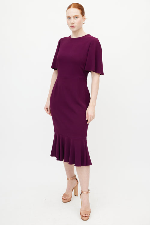 Dolce & Gabbana Purple Ruffled Midi Dress