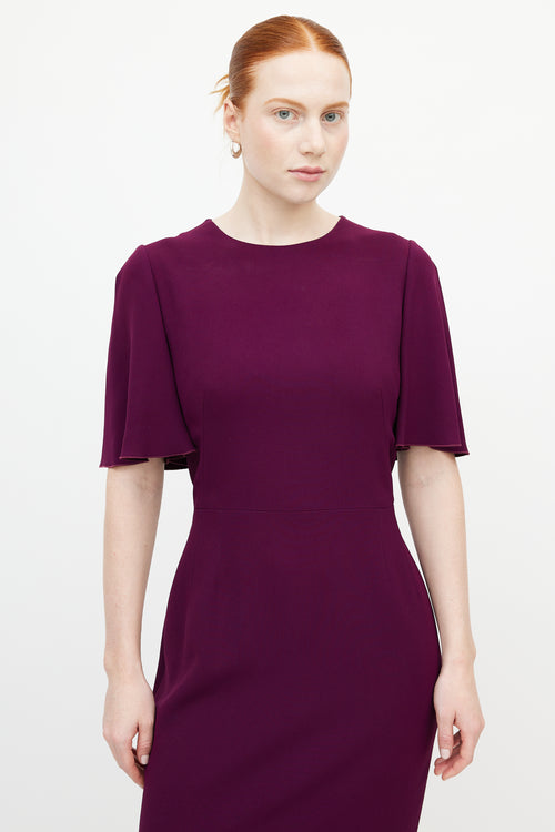 Dolce & Gabbana Purple Ruffled Midi Dress